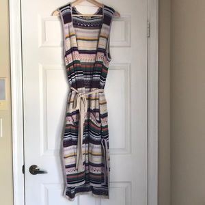 Multi colored long sweater vest